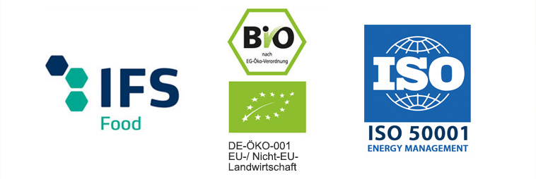 IFS Food, Bio (DE-ÖKO-001), QS, RSPO, ISO 50001